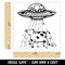 Alien UFO Abducting a Cow Self-Inking Rubber Stamp Ink Stamper